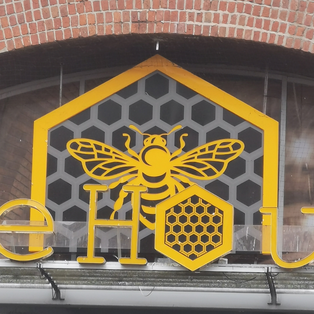 Bee logo at the Bee House, near Lock 91, Whitworth Street West