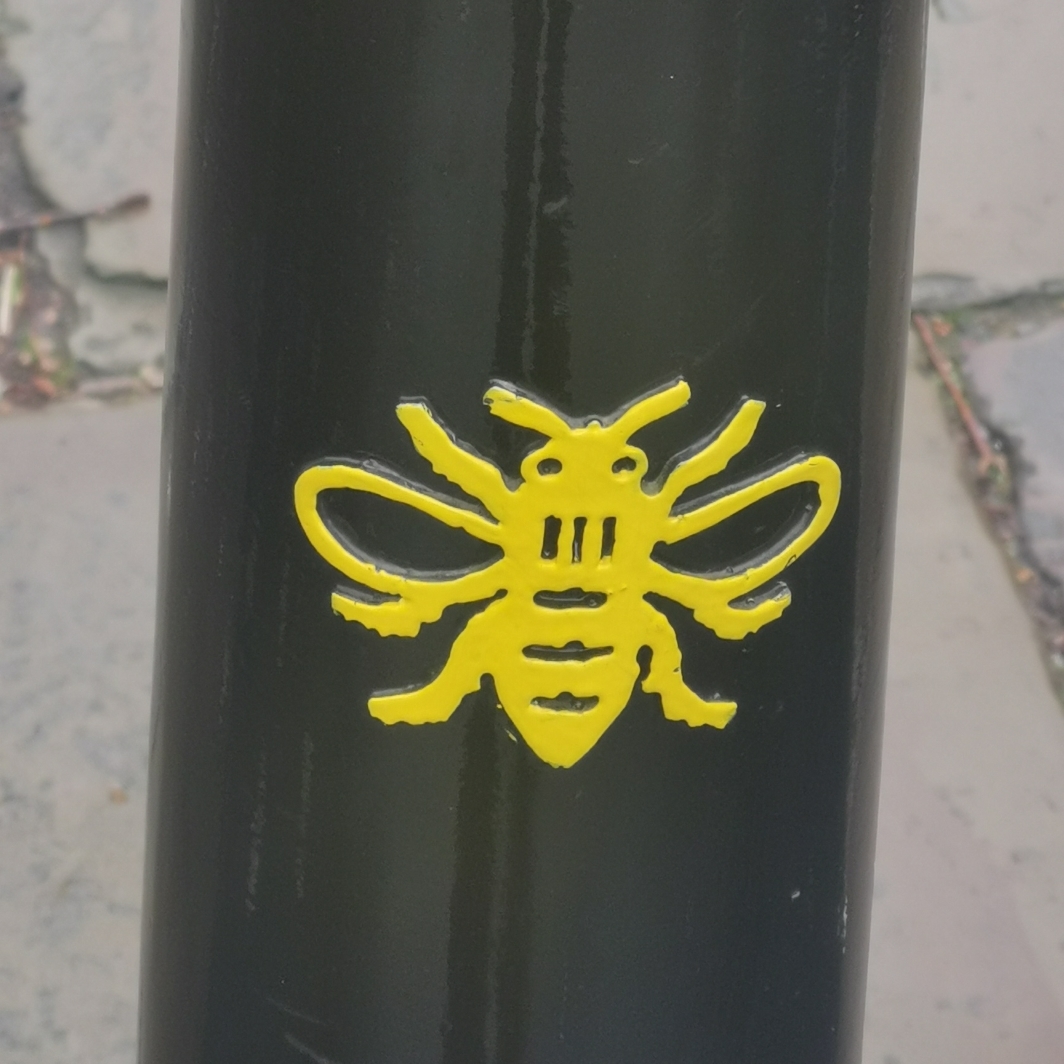 Bee on a bollard near Corporation Street