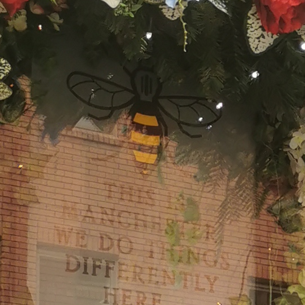 Manchester Bee in the widow of The Old Nags Head, Jackson's Row