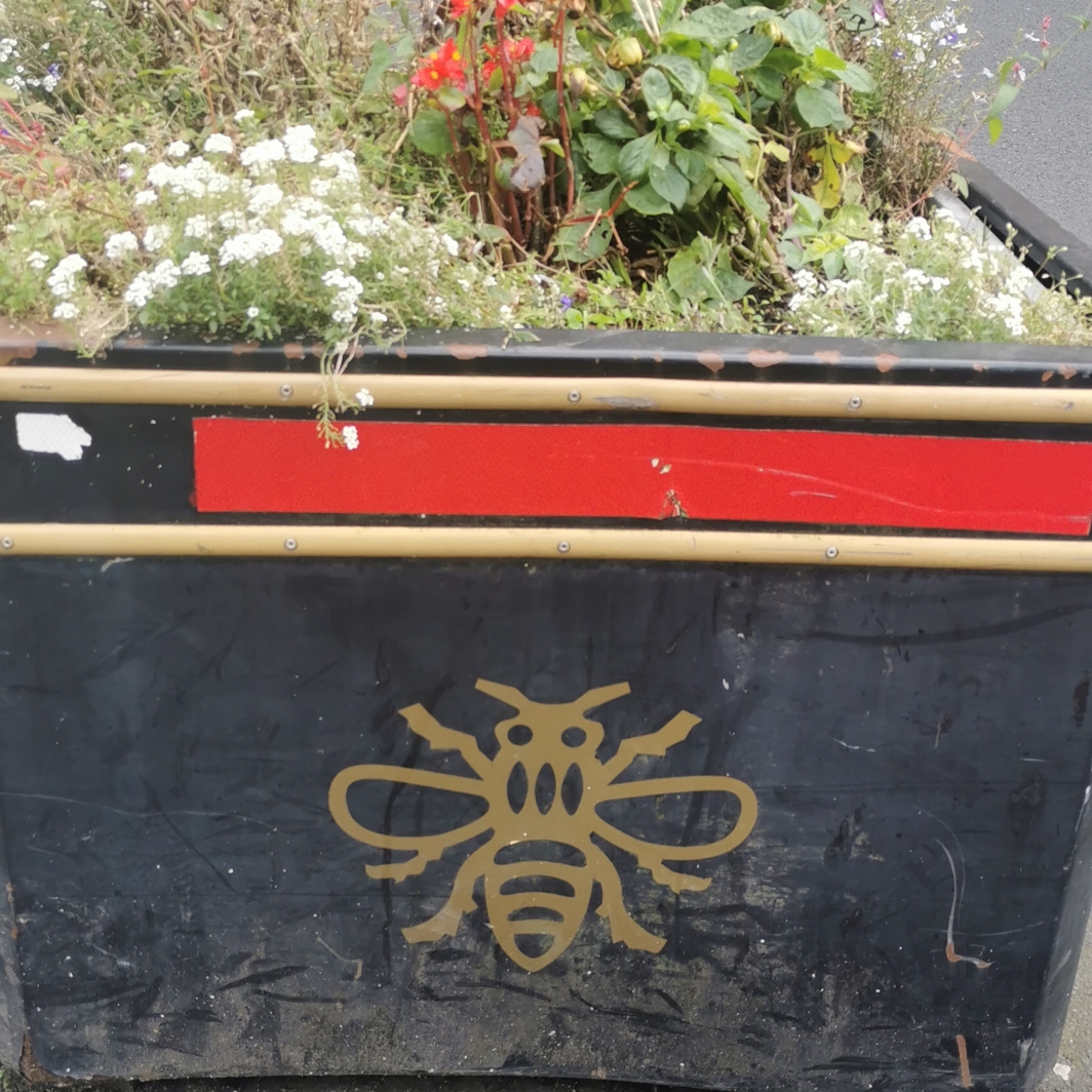Bee flower planter outside Victoria Station