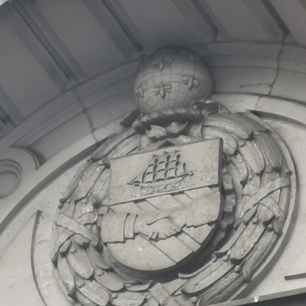 Bees on globe at the old Union Bank of Manchester, Piccadilly