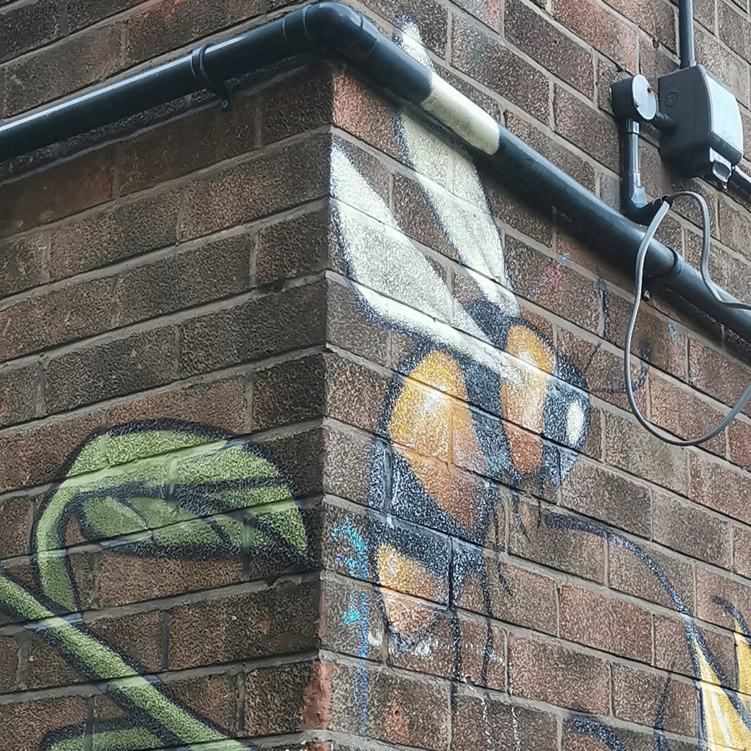 Bee mural at The Flat Baker, Radium Street, Ancoats