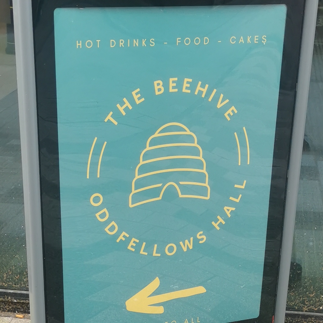 The Beehive sign at Oddfellows Hall, Grosvenor Street