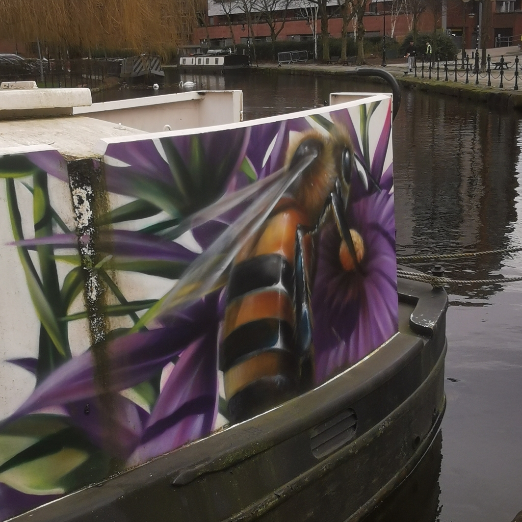Bee on The Beehive canal boat on the Bridgewater Canal, Castlefield