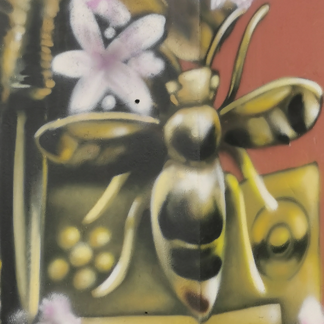 Close up of bee in mural at My Thai, Tib Street