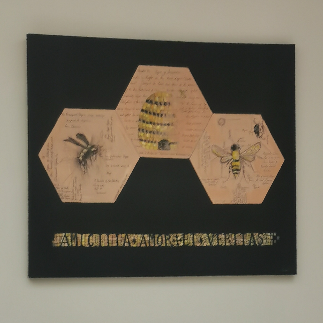 Picture of bees and beehive, inside Oddfellows Hall, Grosvenor Street